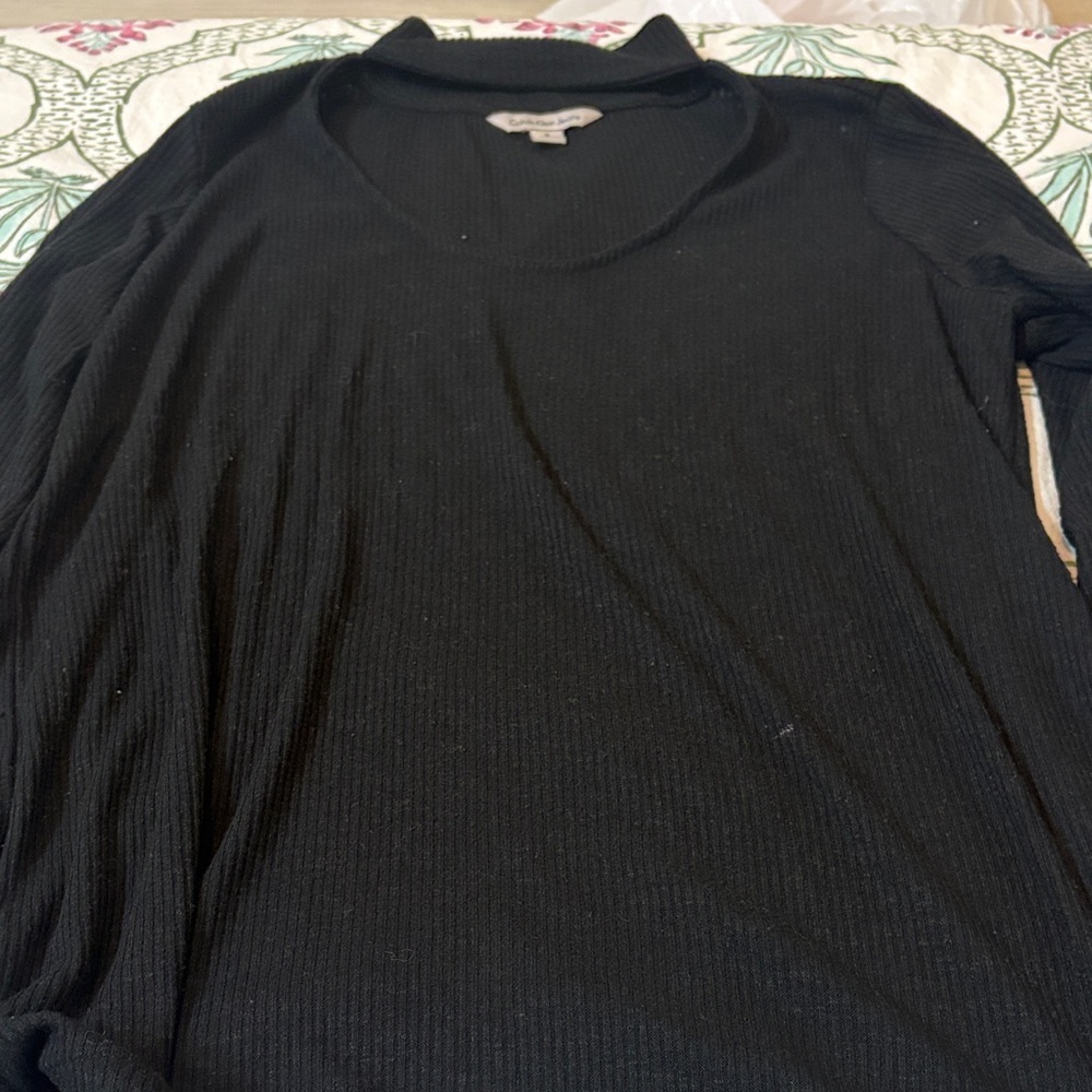 Calvin Klein Black Ribbed Blouse